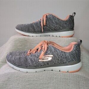 Skechers Women's Flex Appeal 3.0 Knit Sneakers 7.5 Grey Pink